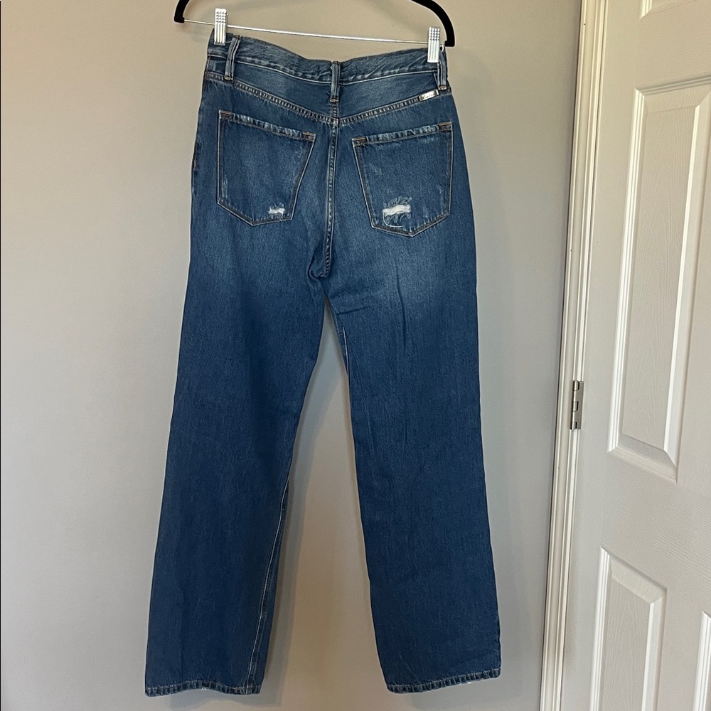 Kancan High-Rise Distressed Straight-Leg Jeans - Dark Blue - Picture 4 of 4